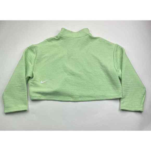 Nike Womens Cropped Sweater Solid Green Waffle Knit 1/4 Zip Oversized Size Small - Picture 11 of 15